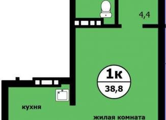 Продажа однокомнатной квартиры, 38.8 м2, Красноярск, Вишнёвая улица