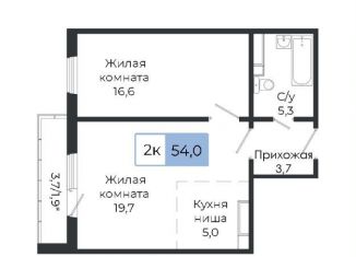 Продажа 2-комнатной квартиры, 54 м2, Красноярский край, жилой комплекс Три слона, 3