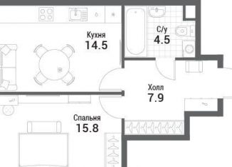 Однокомнатная квартира на продажу, 42.7 м2, Москва, жилой комплекс Нагатино Ай-Ленд, к1, метро Технопарк