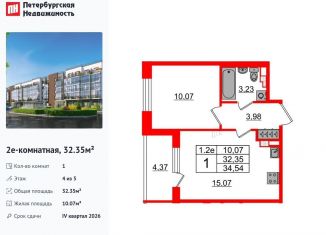 Продаю однокомнатную квартиру, 32.4 м2, Санкт-Петербург, метро Звёздная