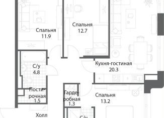 Продам трехкомнатную квартиру, 82.2 м2, Москва, жилой комплекс Нагатино Ай-Ленд, к1