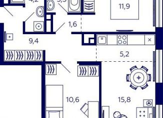 Продаю квартиру свободная планировка, 63.6 м2, Уфа, Октябрьский район, улица Энтузиастов, 7