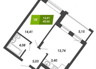 1-ком. квартира на продажу, 40.7 м2, Новосибирск, метро Заельцовская