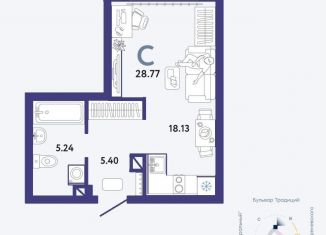 Продается квартира студия, 28.8 м2, Тюменская область, улица Новосёлов, 102