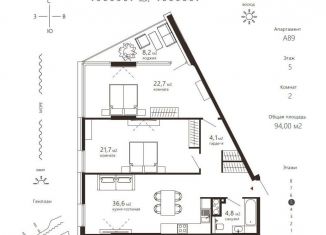 Продаю 2-ком. квартиру, 94 м2, Зеленоградск