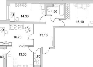 Продается 3-ком. квартира, 82.6 м2, Санкт-Петербург, Выборгский район, улица Кустодиева, 3к2