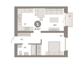 Однокомнатная квартира на продажу, 42.3 м2, Москва, ВАО, Тагильская улица, 6/5