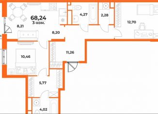 Продается 3-комнатная квартира, 68.2 м2, Хабаровский край