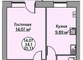 Продажа однокомнатной квартиры, 35.1 м2, Краснодарский край