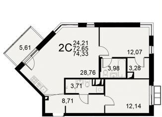 Продам двухкомнатную квартиру, 74.3 м2, Тульская область, Хлебная площадь