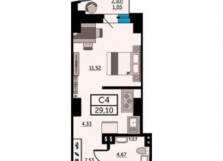 Продаю квартиру студию, 28.8 м2, Ростов-на-Дону, Красноармейская улица, 157В/83с2, Кировский район