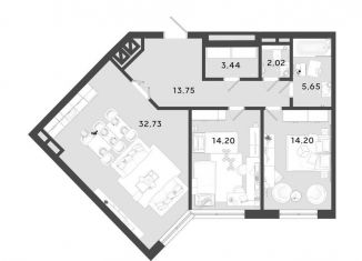 Продам 2-комнатную квартиру, 86 м2, Калуга, 3-й Академический проезд, 1