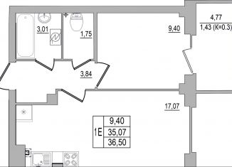 Продается 1-ком. квартира, 36.5 м2, Псков, улица Юности, 32, ЖК Смарт-квартал