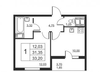 Продажа 1-ком. квартиры, 33.2 м2, Ленинградская область