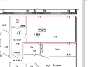 Продаю 1-ком. квартиру, 77.2 м2, Нальчик, Эльбрусская улица, 1