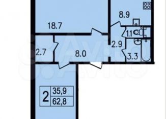 Продажа 2-комнатной квартиры, 62.8 м2, Санкт-Петербург, муниципальный округ Полюстрово, улица Даниила Хармса