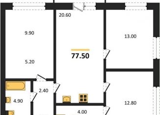 3-комнатная квартира на продажу, 77.5 м2, Новосибирск, улица Аэропорт, 88