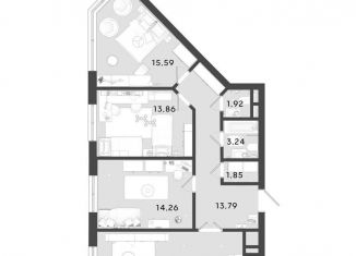 Продажа 3-комнатной квартиры, 86.3 м2, Калуга, 3-й Академический проезд, 1, Ленинский округ