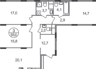 Продается трехкомнатная квартира, 93 м2, Московская область