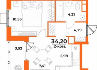 Продажа двухкомнатной квартиры, 34.2 м2, Хабаровск