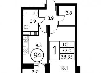 Продается однокомнатная квартира, 38.4 м2, Московская область