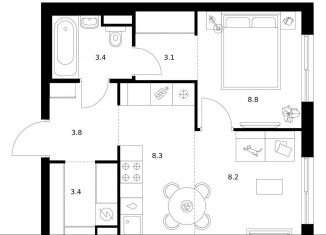 Продается 1-ком. квартира, 39 м2, Москва, район Очаково-Матвеевское