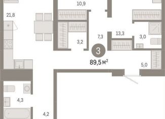 Продам 3-ком. квартиру, 89.5 м2, Новосибирск