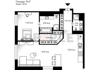 2-ком. квартира на продажу, 70 м2, Москва, Береговой проезд, 5Ак2