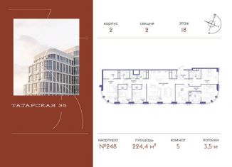 5-комнатная квартира на продажу, 224.4 м2, Москва, метро Новокузнецкая, Большая Татарская улица, 35с20-21