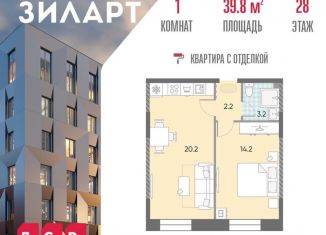 Продажа 1-ком. квартиры, 39.8 м2, Москва, жилой комплекс Зиларт, 18/19/27, станция ЗИЛ