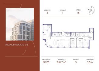 Продается пятикомнатная квартира, 241.7 м2, Москва, Большая Татарская улица, 35с20-21