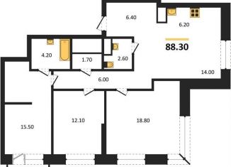 Продам трехкомнатную квартиру, 88.3 м2, Новосибирск, Красносельская улица