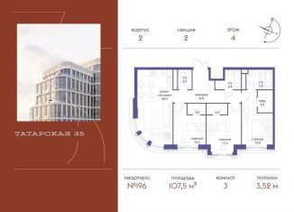 Продам 3-комнатную квартиру, 107.5 м2, Москва, Большая Татарская улица, 35с20-21