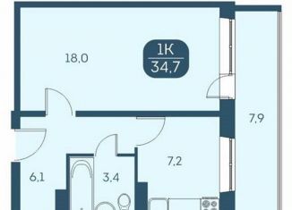 Продажа 1-ком. квартиры, 34.6 м2, Новосибирская область, Междуреченская улица, 7/1