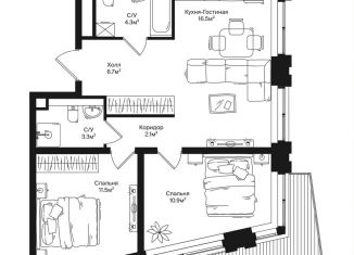 Продажа 2-комнатной квартиры, 57.4 м2, Москва, СЗАО, улица Маршала Бирюзова, 1к1