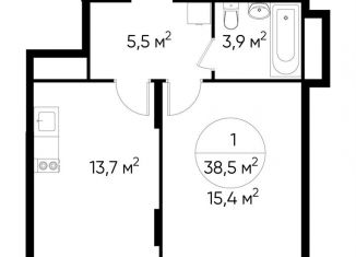 Продажа 1-комнатной квартиры, 38.5 м2, Москва, деревня Рассказовка, 1