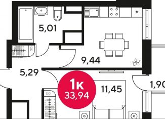 Продам 1-ком. квартиру, 34 м2, Ростовская область