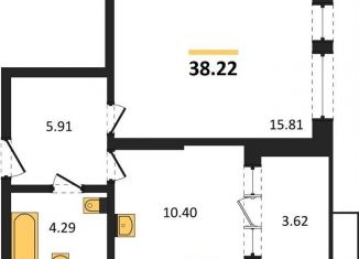 Продаю 1-ком. квартиру, 38.2 м2, Воронеж, Железнодорожный район, набережная Чуева, 7