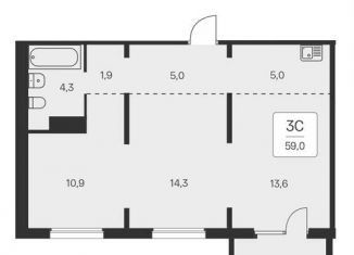 Продается 3-комнатная квартира, 59 м2, Новосибирск