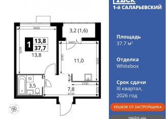 1-комнатная квартира на продажу, 37.7 м2, Московская область, Киевское шоссе, с1