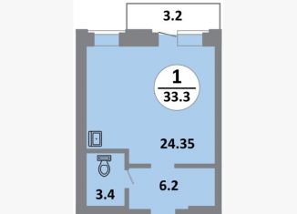 Продажа квартиры студии, 33.3 м2, Красноярский край, Соколовская улица, 52