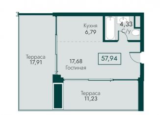 1-ком. квартира на продажу, 57.9 м2, поселок городского типа Массандра, улица Мухина, 17А