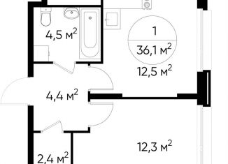 Продается 1-комнатная квартира, 36.1 м2, Москва, деревня Рассказовка, 1