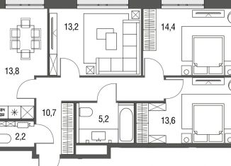 Продаю трехкомнатную квартиру, 73.1 м2, Москва, ЖК Сиреневый парк, Тагильская улица, 4А