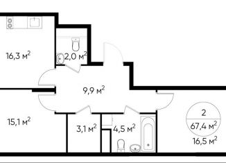 Продажа 2-комнатной квартиры, 67.4 м2, Москва, деревня Рассказовка, 1