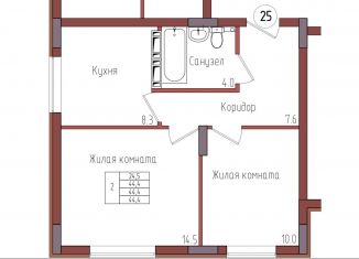 Продается 2-комнатная квартира, 44.4 м2, Калининградская область