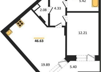 Продаю 1-ком. квартиру, 46.6 м2, Воронеж, Коминтерновский район