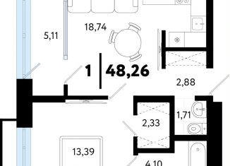 Продаю 1-ком. квартиру, 48.3 м2, Тюмень