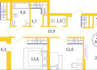 Продается 3-ком. квартира, 83.7 м2, Екатеринбург