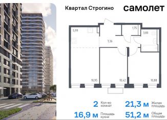 Продаю 2-комнатную квартиру, 51.2 м2, Московская область, жилой комплекс Квартал Строгино, к2